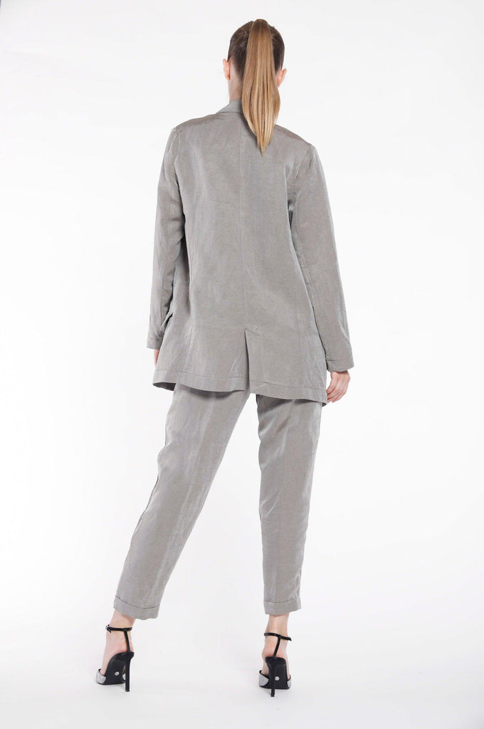 Letizia long woman blazer with one button in linen and viscose - Mason's US