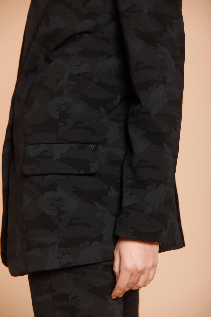 picture 3 of women's Letizia blazer in black jersey pattern camouflage by Mason's