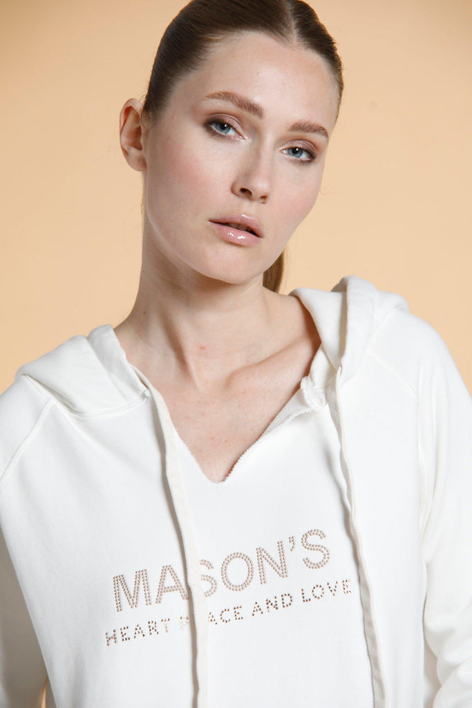 Hoodie woman sweatshirt in cotton with hood and studs - Mason's US