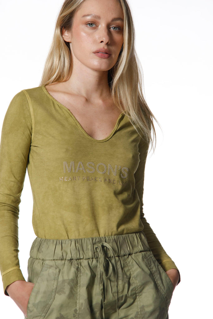 Longbeach woman t-shirt with long sleeves in cotton with studs - Mason's US