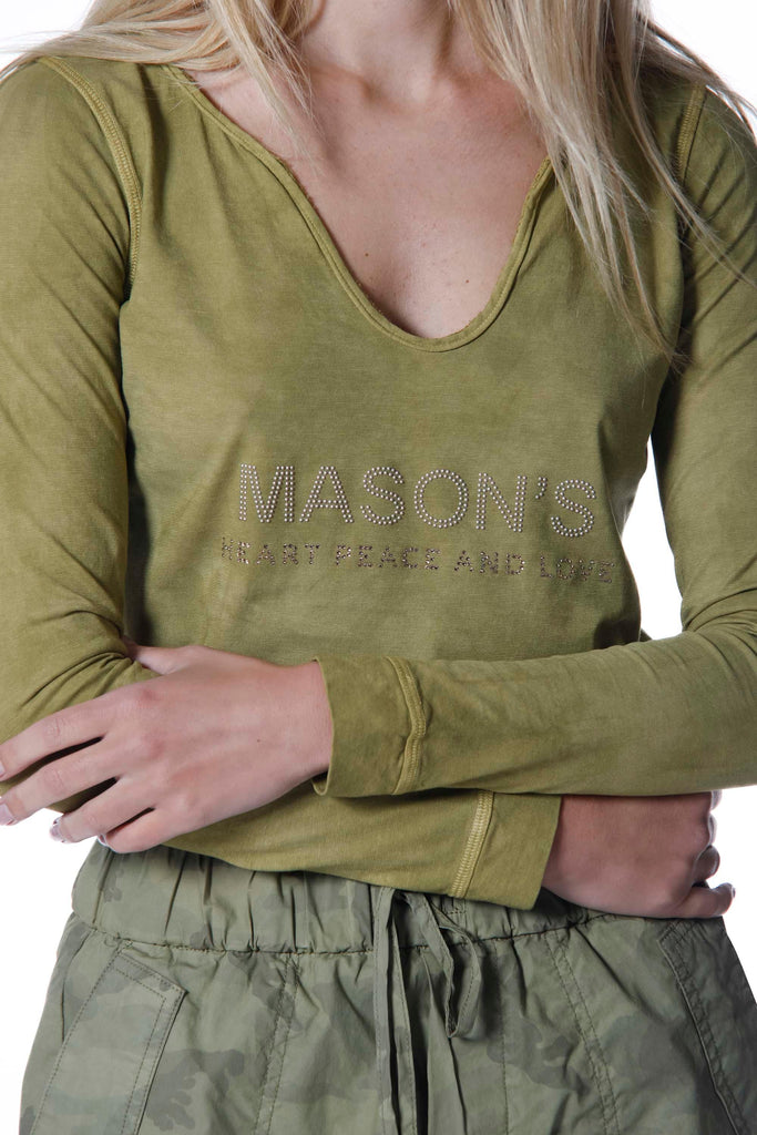 Longbeach woman t-shirt with long sleeves in cotton with studs - Mason's US