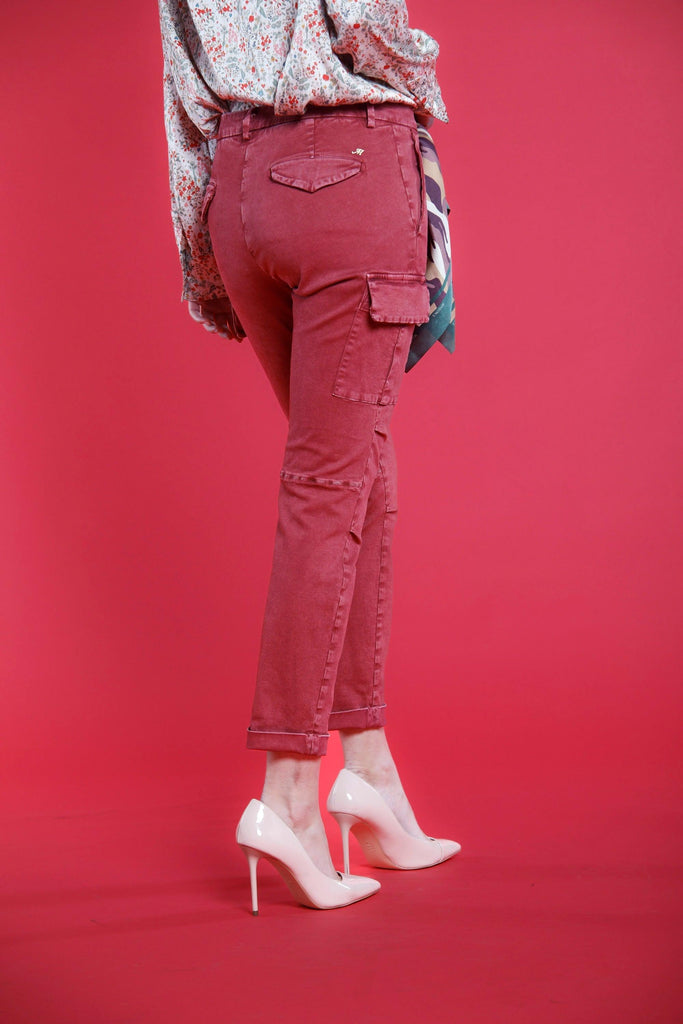 image 4 of Mason's women's cargo pants in satin fuxia Chile City model 