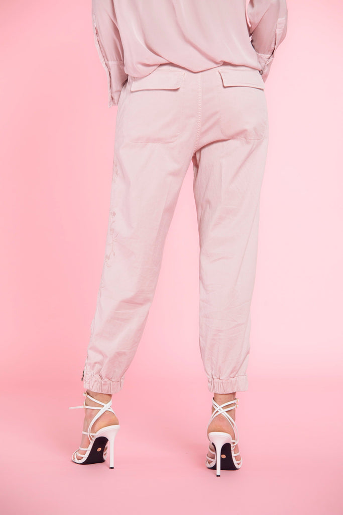 Evita woman cargo pants in tencel and cotton with embroidery curvy