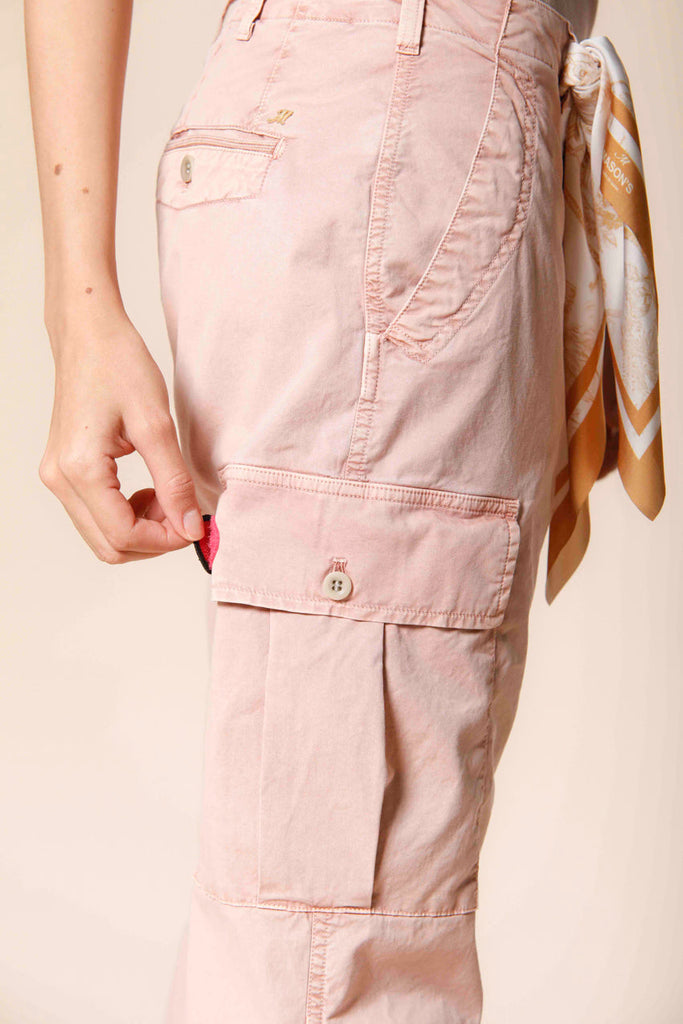 Image 2 of women's cargo pants in pink cotton twill icon washes Judy Archivio W model by Mason's