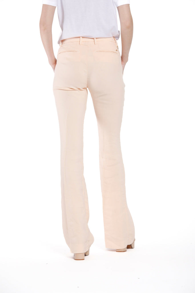 New York Flare woman chino pants in linen blend with wide bottom slim