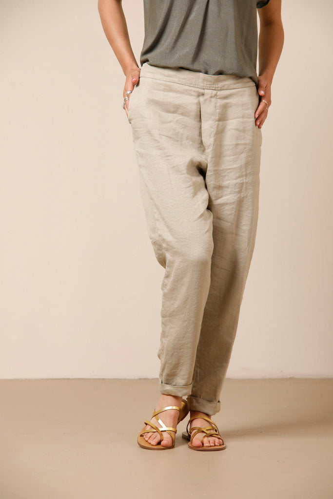 Malibu Jogger City woman chino pants in linen blend with drawstring relaxed