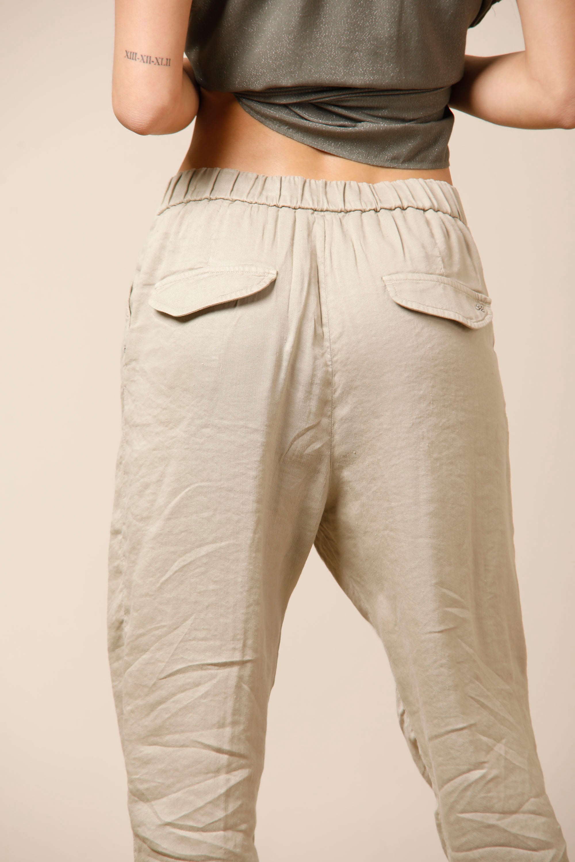 Malibu Jogger City Chino Hosen für Damen aus Leinenmischung mit entspanntem Kordelzug