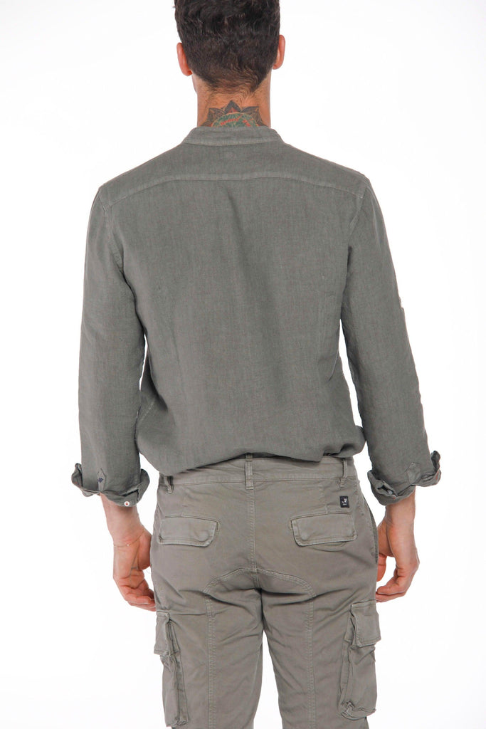 Porto man shirt in linen with long sleeves and mandarin collar regular ① - Mason's US