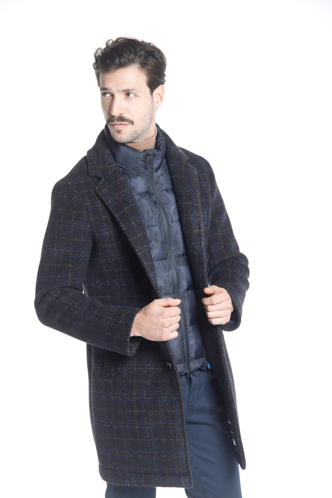 Los Angeles man wool cloth coat with shaded chevron pattern