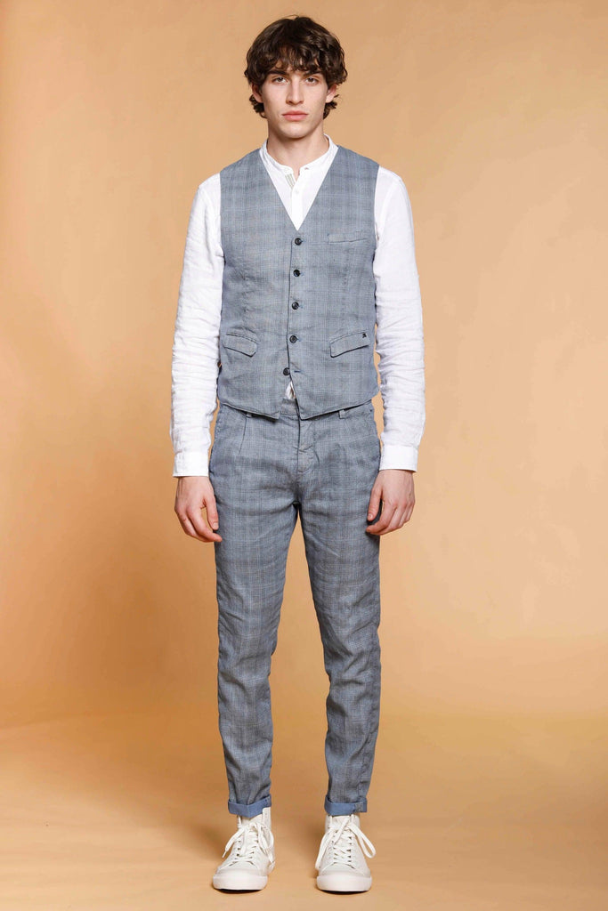 Leonardo man waistcoat in linen and cotton with wales pattern - Mason's US