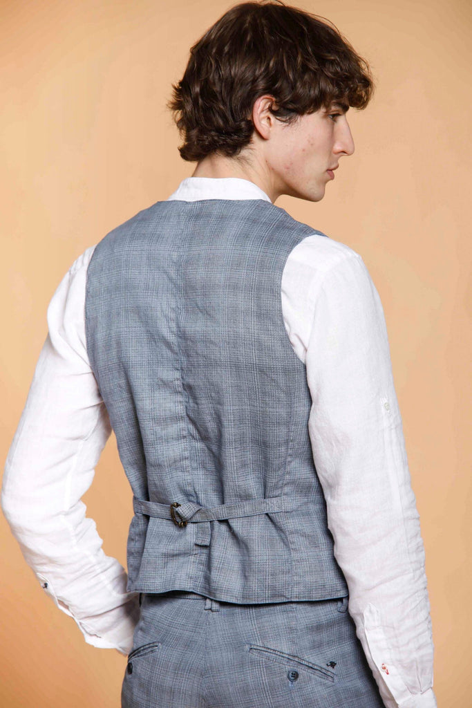 Leonardo man waistcoat in linen and cotton with wales pattern