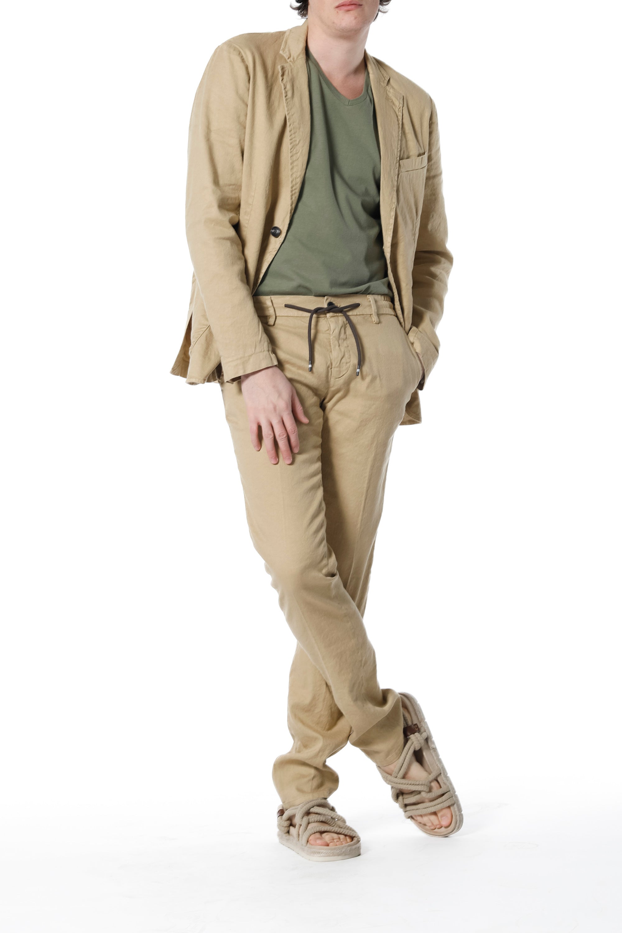 Milano Jogger man chino pants in linen and cotton extra slim