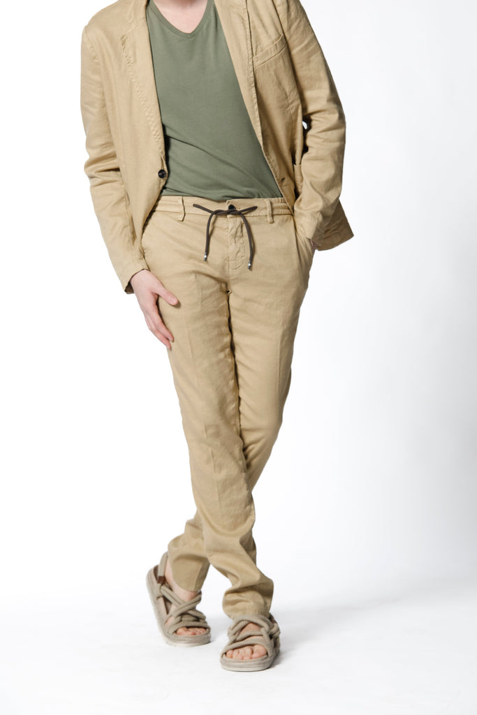 Milano Jogger man chino pants in linen and cotton extra slim
