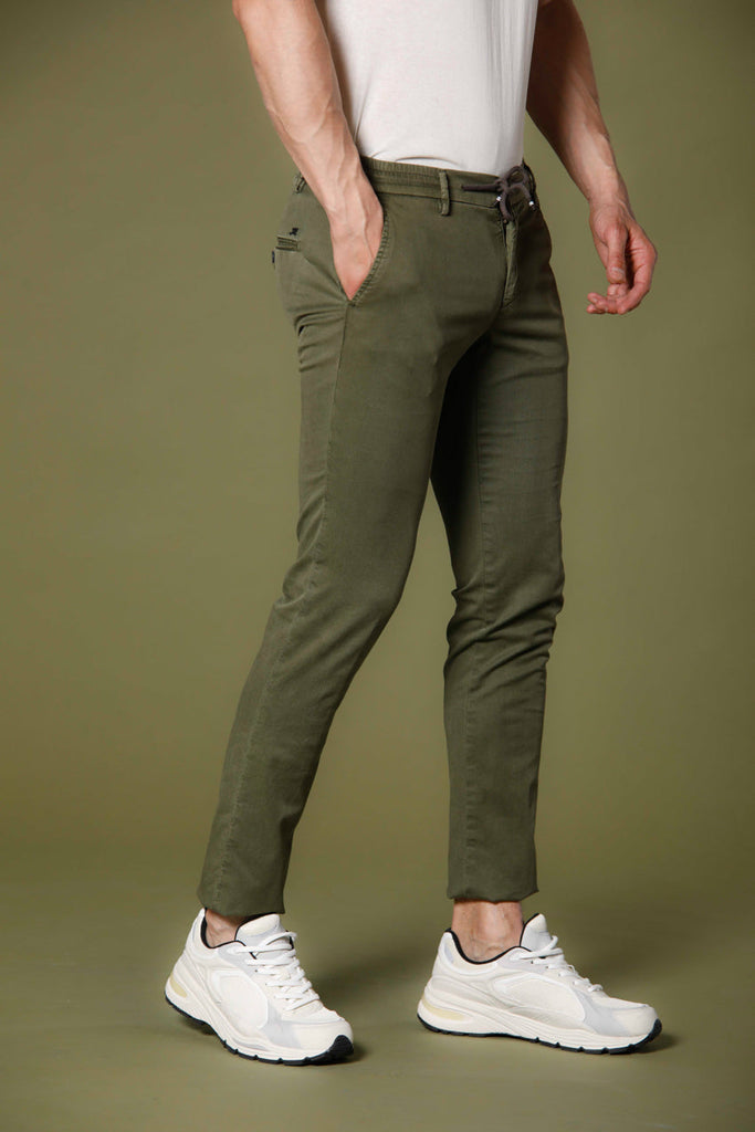 image 4 of men's chino jogger in cotton and tencel milano jogger model in green extra slim fit by mason's 