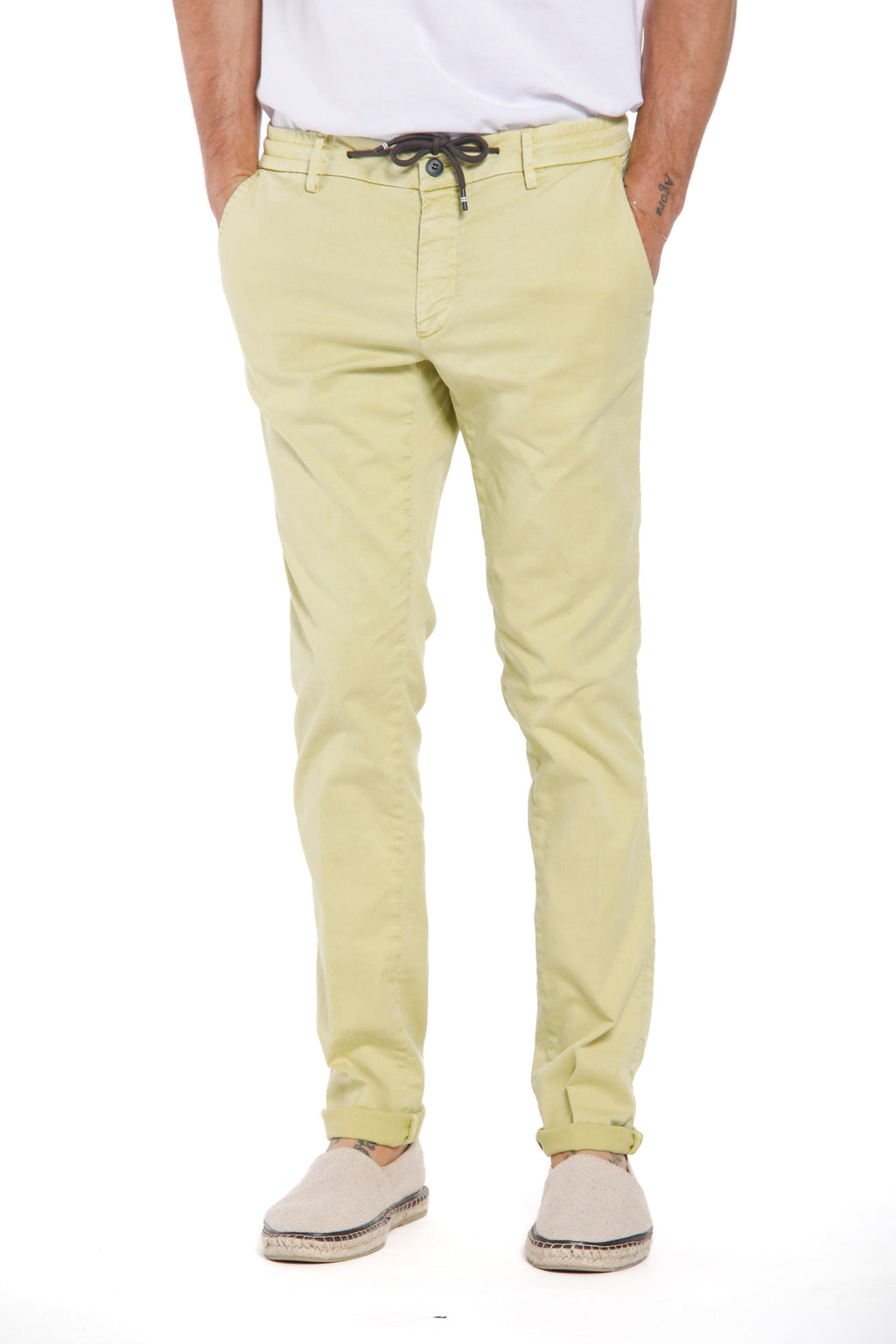 Milano Jogger man chino pants in cotton and tencel extra slim