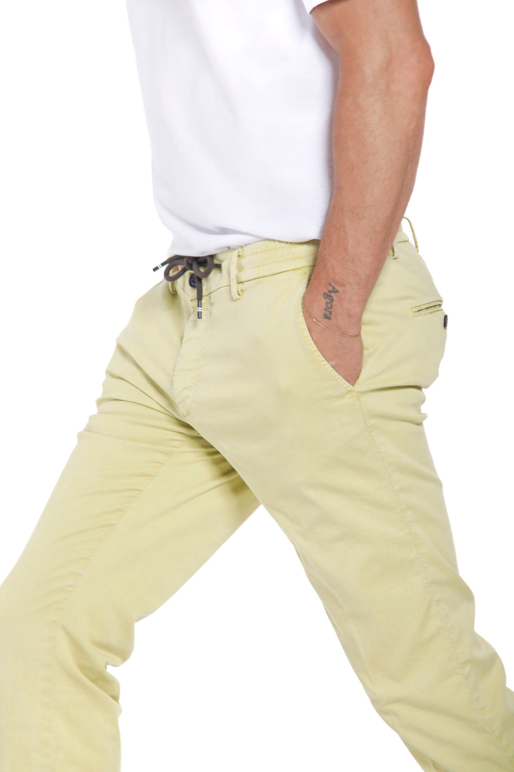 Milano Jogger man chino pants in cotton and tencel extra slim