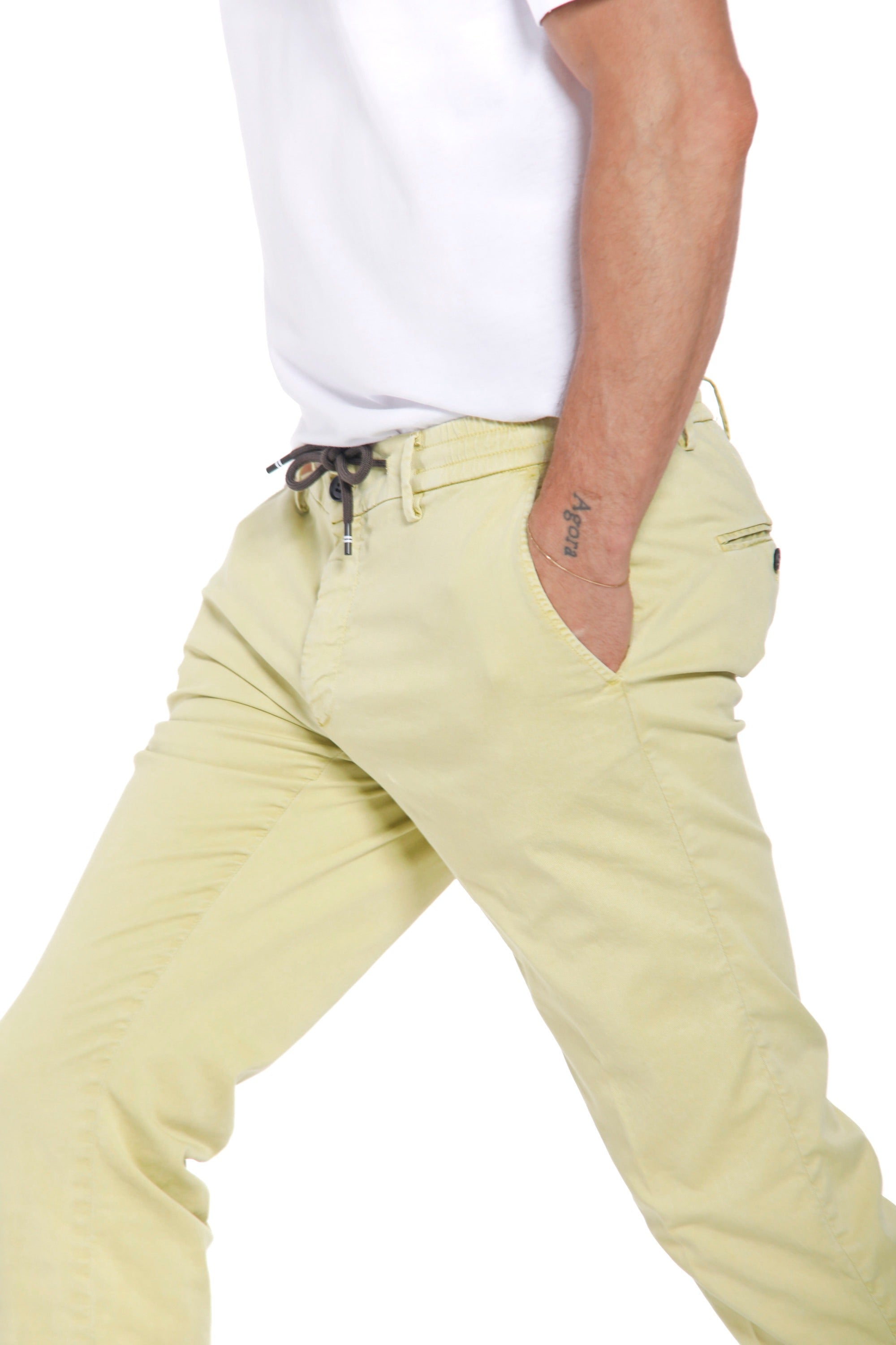 Milano Jogger man chino pants in cotton and tencel extra slim
