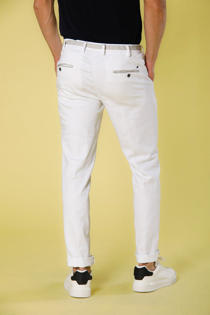Image 5 of men's chino jogger pants in white colored stretch jersey Torino Golf model by Mason's