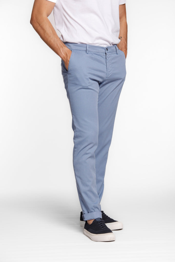 Milano Style man chino pants in cotton and tencel with microprint pattern extra slim