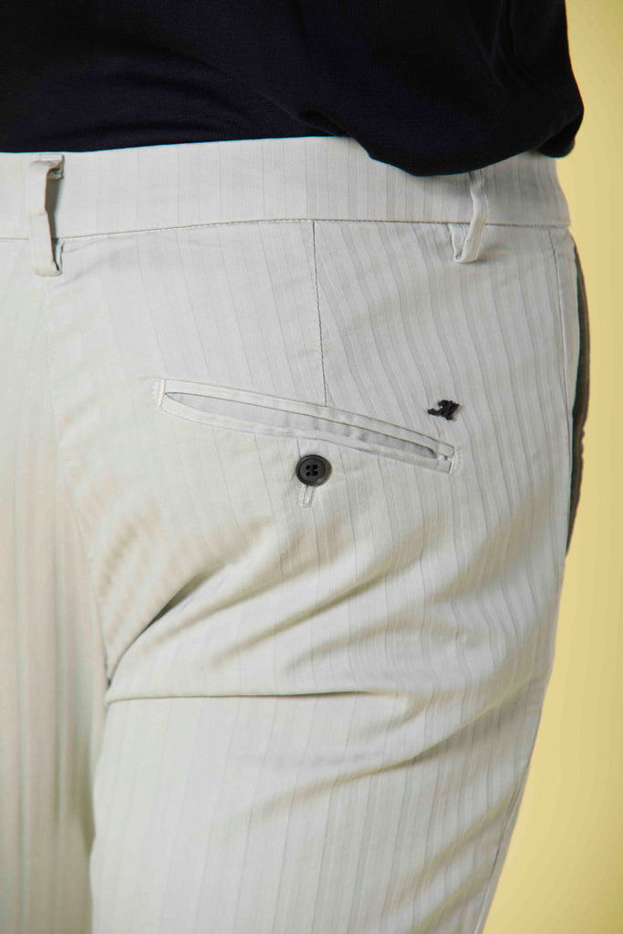 Image 2 of men's chino pants in light blue stretch cotton with 3D resca pattern Osaka Style model by Mason's