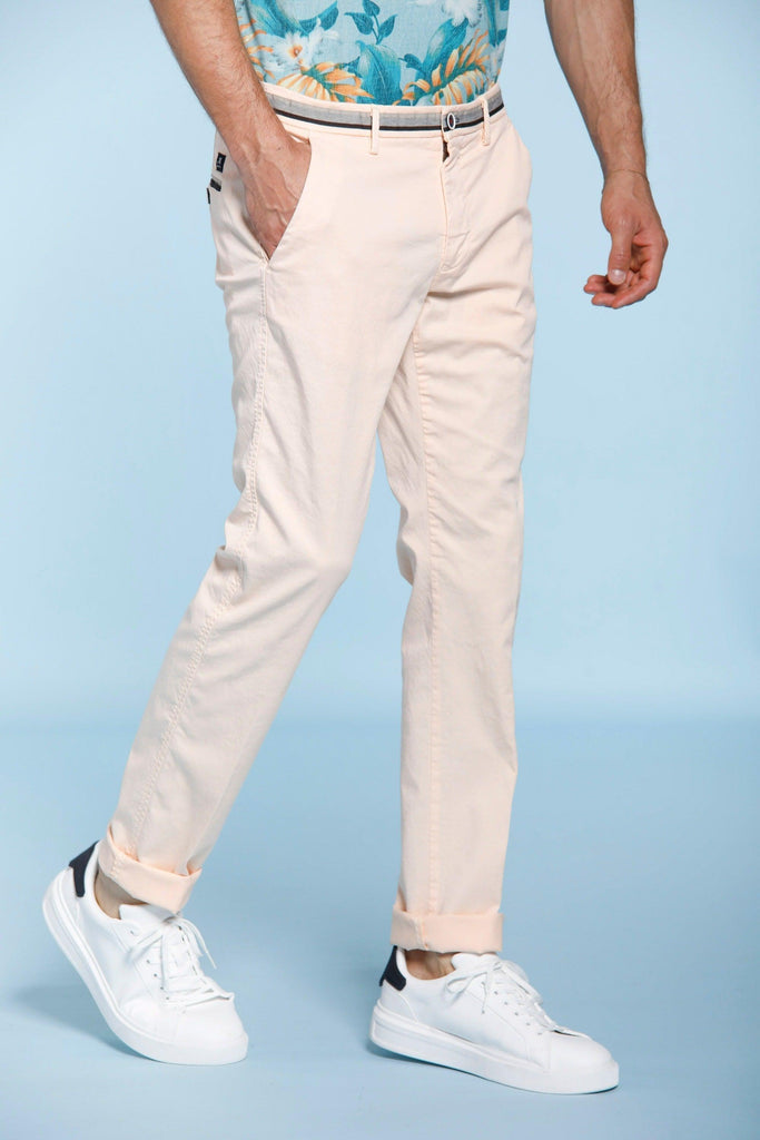 Torino Summer man chino pants in cotton and tencel with ribbon slim