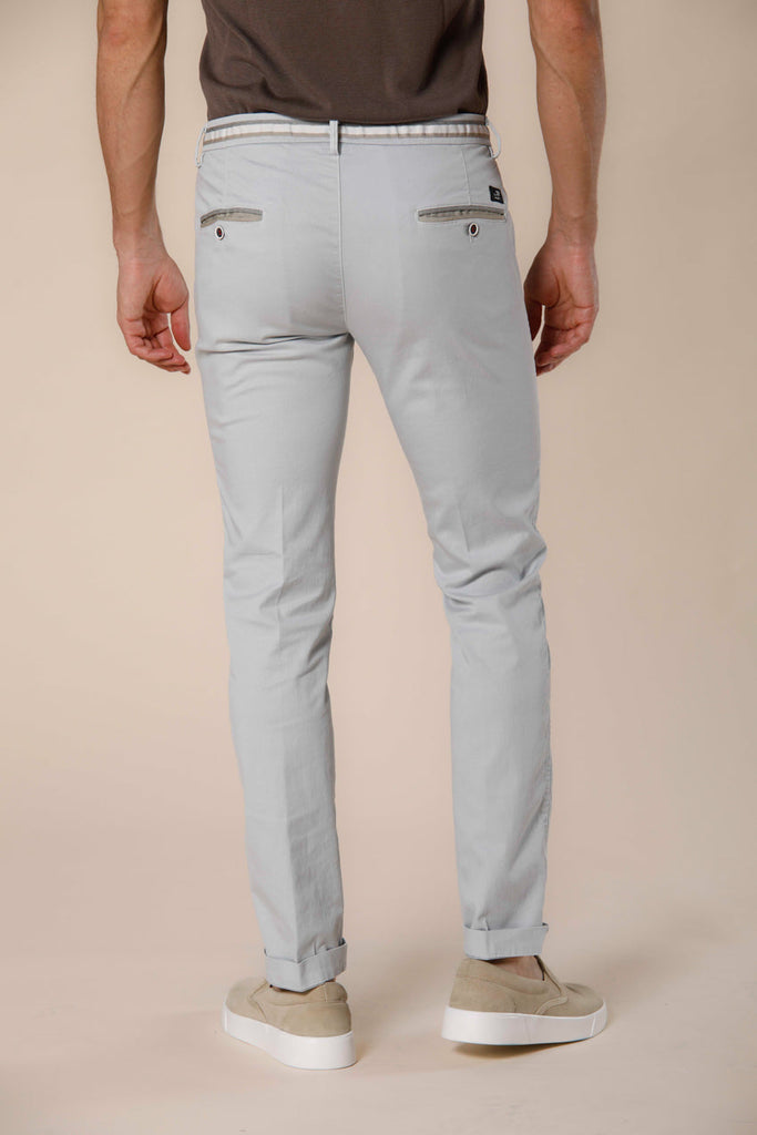 Image 3 of men's light gray cotton and tencel chino pants with ribbons Torino Summer model by Masonì's