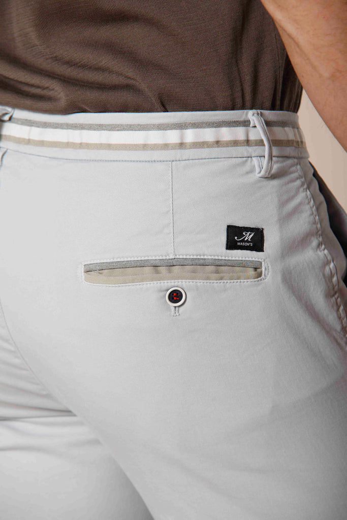 Image 2 of men's light gray cotton and tencel chino pants with ribbons Torino Summer model by Masonì's