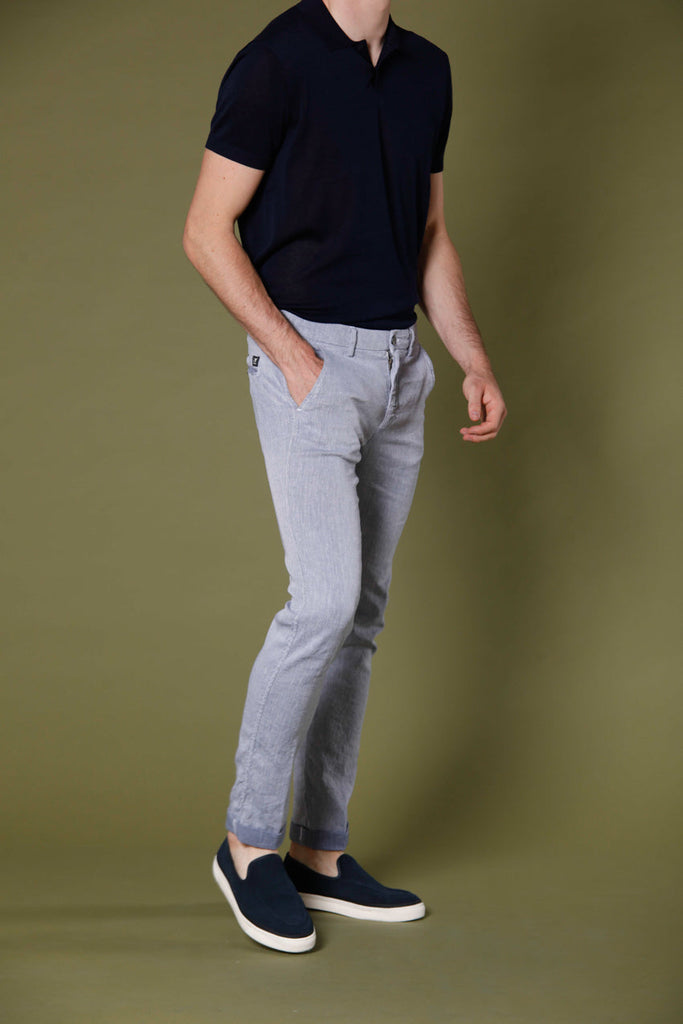 Image 3 of men's white linen and cotton twill chino pants Torino Style model by Mason's