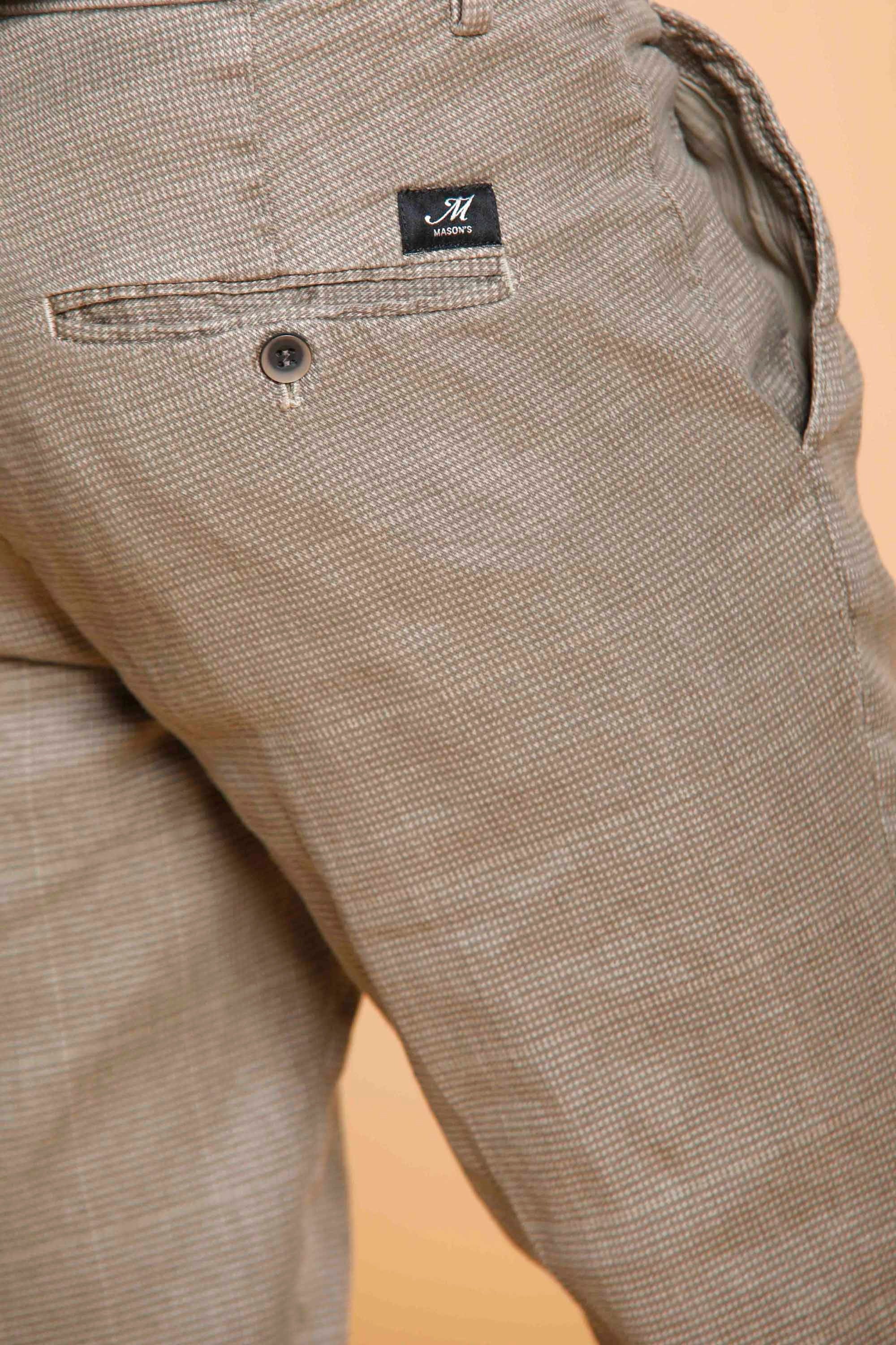 Torino Style pantalone chino uomo in lino e cotone con microdisegno slim fit