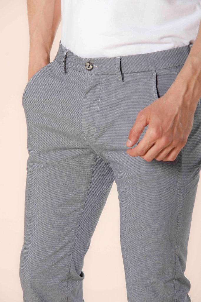 Image 3 of men's light gray cotton and tencel chino pants with microstripes print Torino Style model by Mason's
