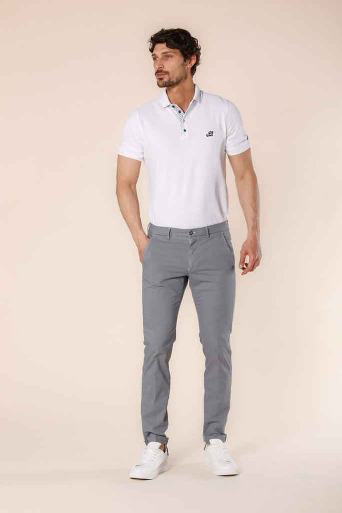 Image 2 of men's light gray cotton and tencel chino pants with microstripes print Torino Style model by Mason's