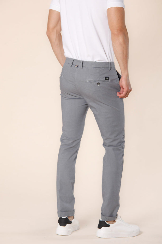 Image 5 of men's light gray cotton and tencel chino pants with microstripes print Torino Style model by Mason's
