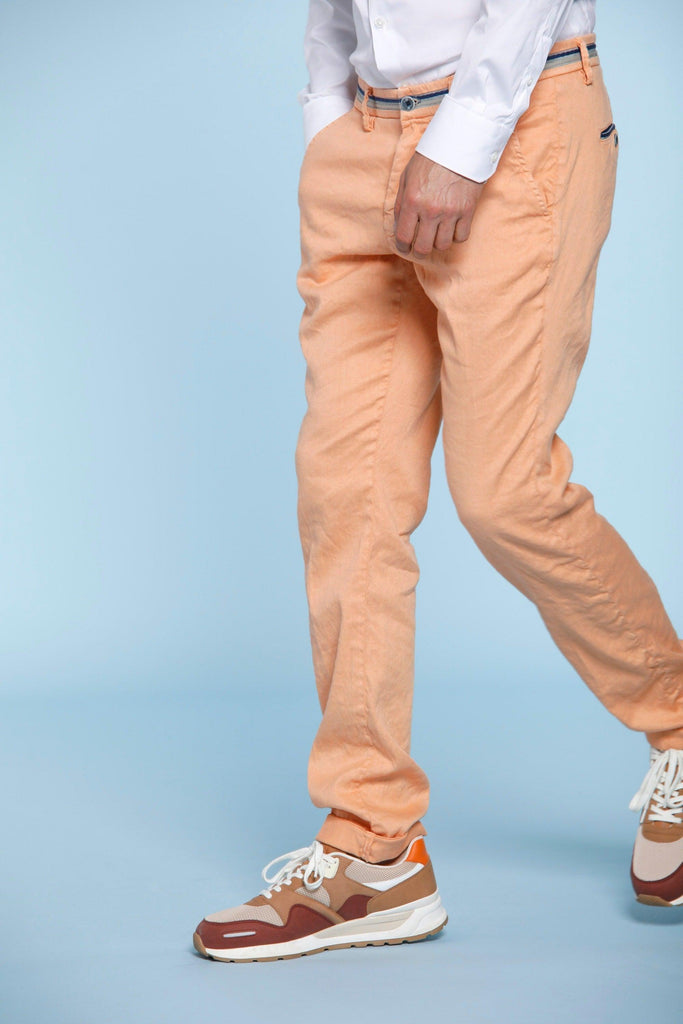 Torino Oxford man chino pants in linen and cotton with ribbon slim - Mason's US