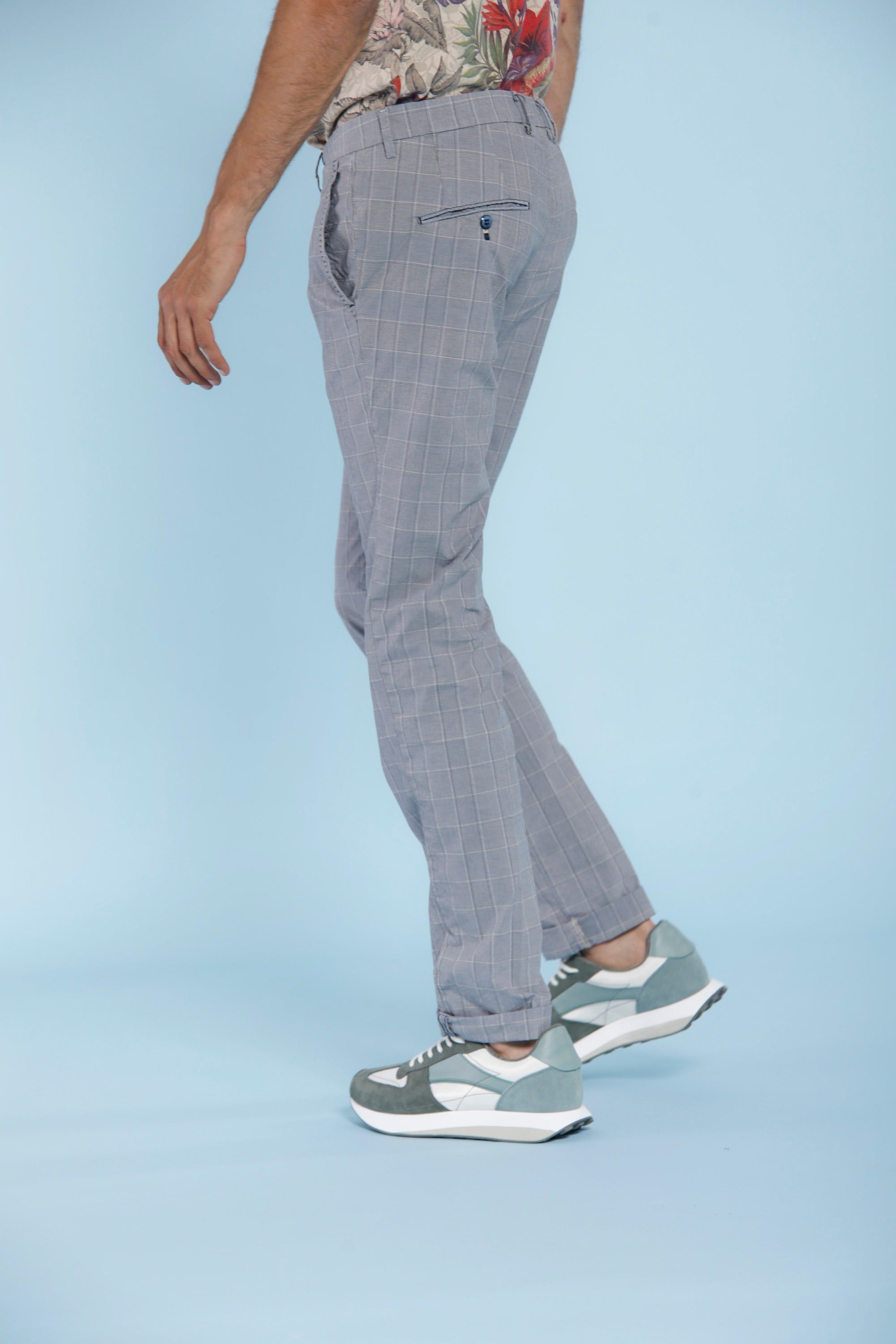 Torino Ocean pantalone chino uomo in cotone galles sfumato slim fit