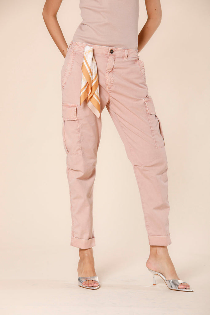 Image 1 of women's cargo pants in pink cotton twill icon washes Judy Archivio W model by Mason's