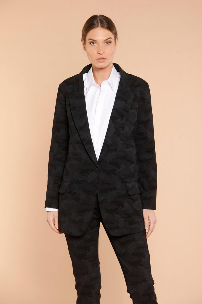 picture 1 of women's Letizia blazer in black jersey pattern camouflage by Mason's