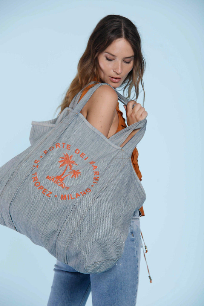 Mason's Bag unisex in cotton with orange prints ①