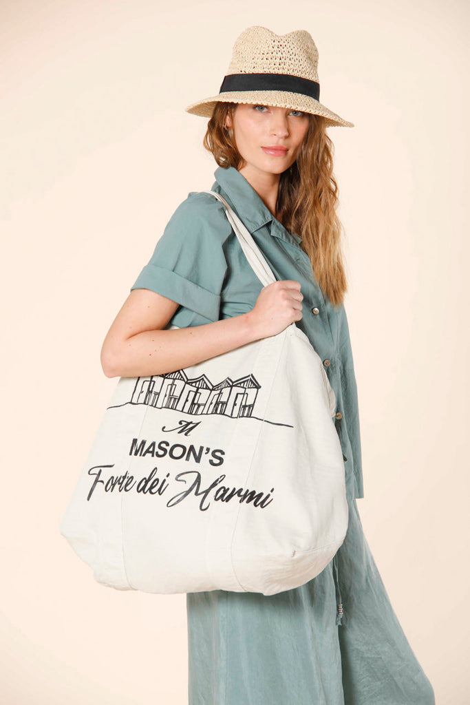 image 1 of woman's bag in cotton with forte dei marmi print mason's bag model in light green by mason's 