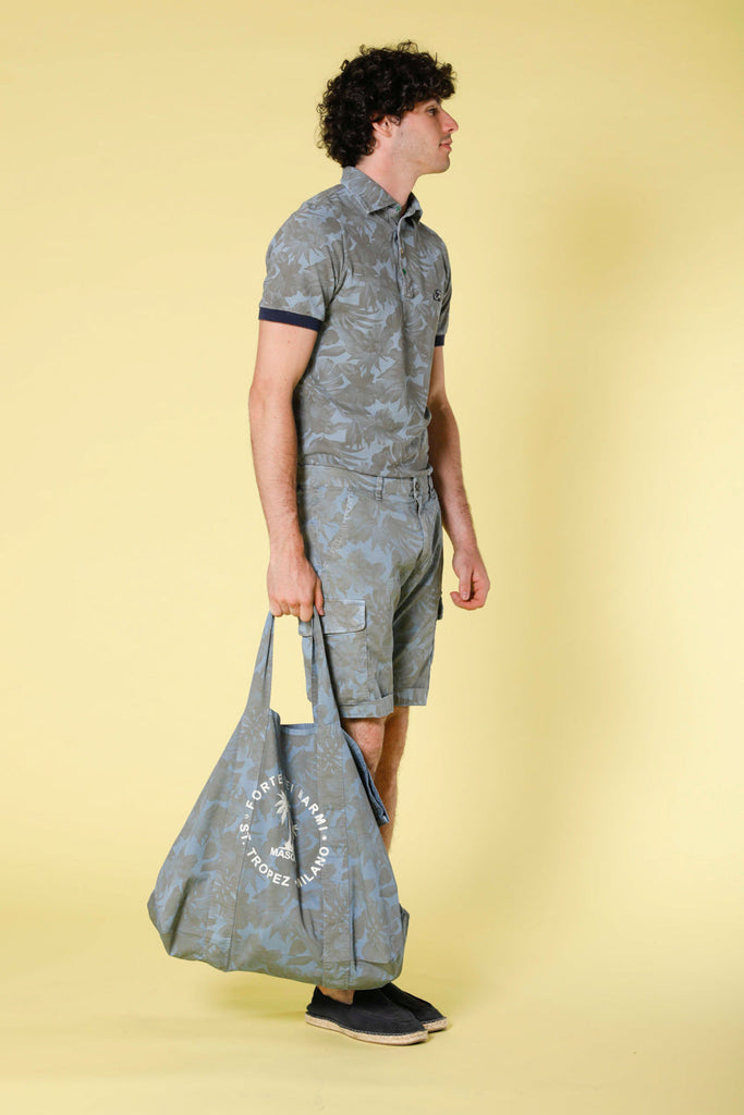 image 1 of unisex bag in ctton with hawaii print mason's bag model in light blue by mason's 