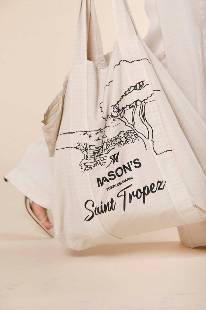 image 1 of unisex bag in cotton with saint tropez print mason's bag model in stucco  by mason's 