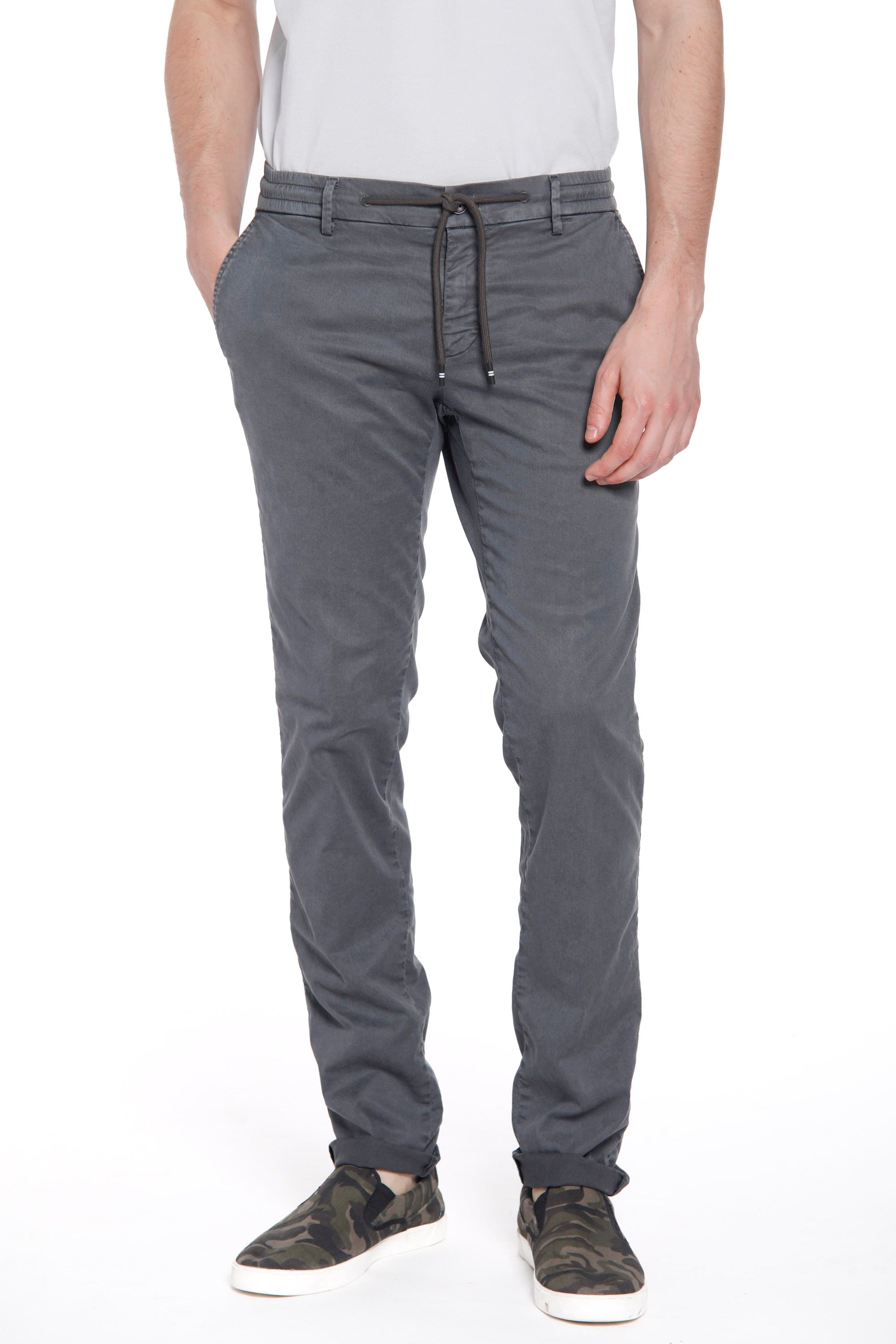 Milano jogger Pantalon de jogging chino pour homme en coton et tencel coupe extra slim