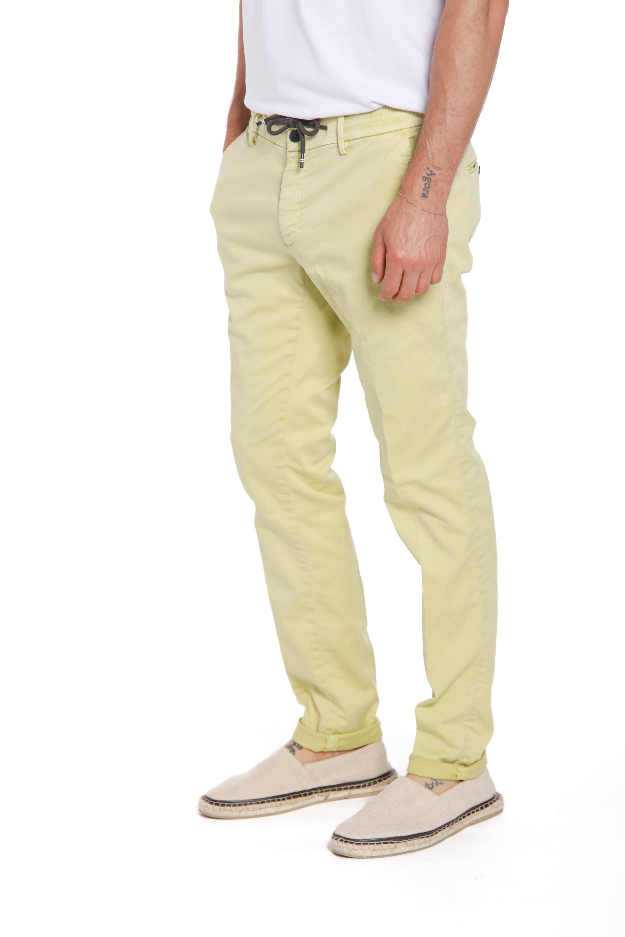 Milano jogger Pantalon de jogging chino pour homme en coton et tencel coupe extra slim