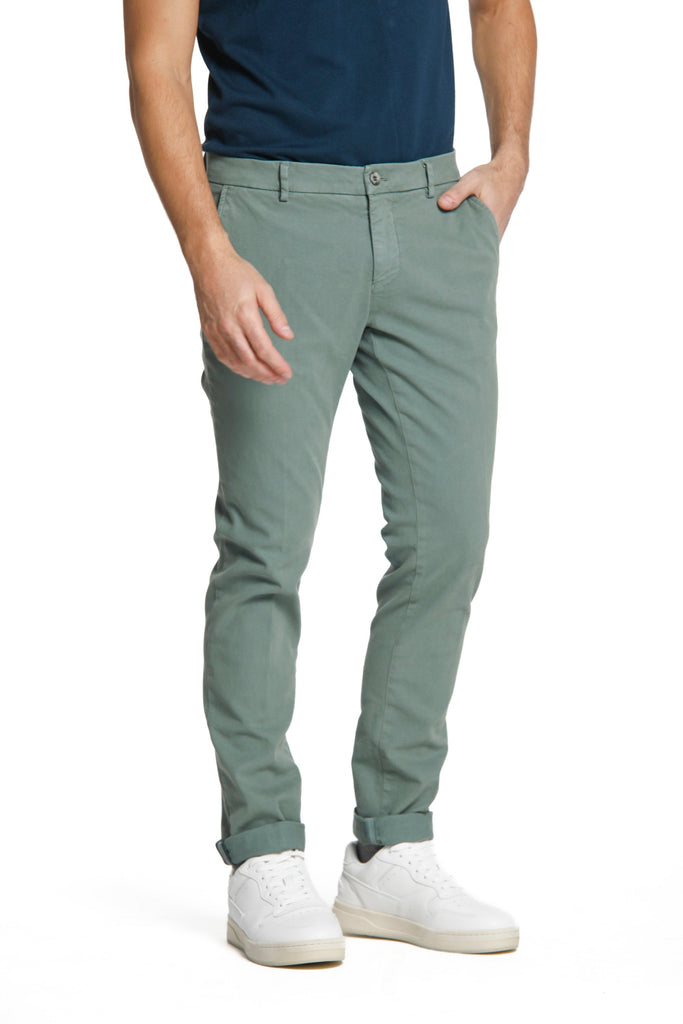 Milano Style man chino pant in gabardine and cotton modal stretch extra slim ①