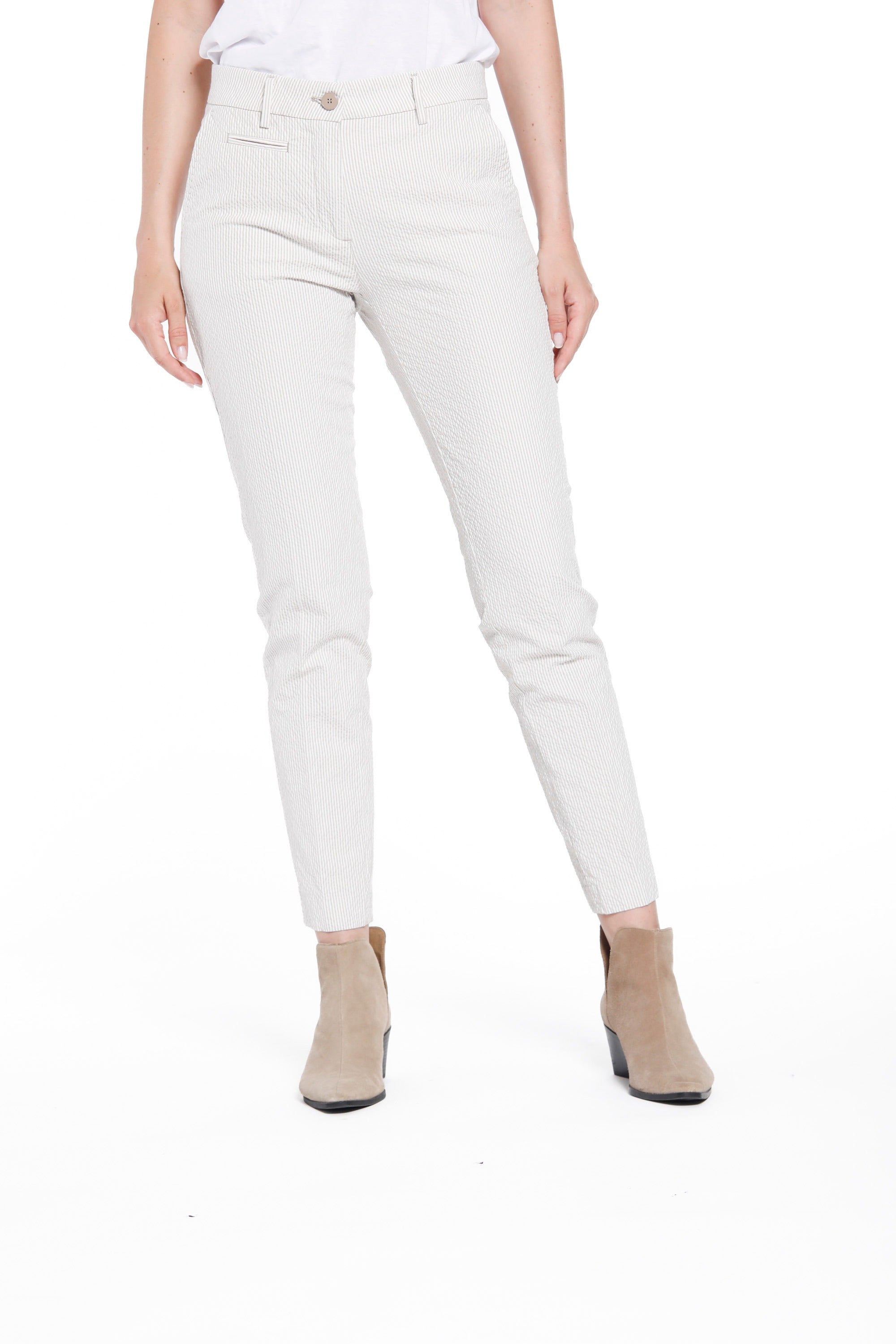 New York Slim Pantalon chino femme en coton sear sucker slim