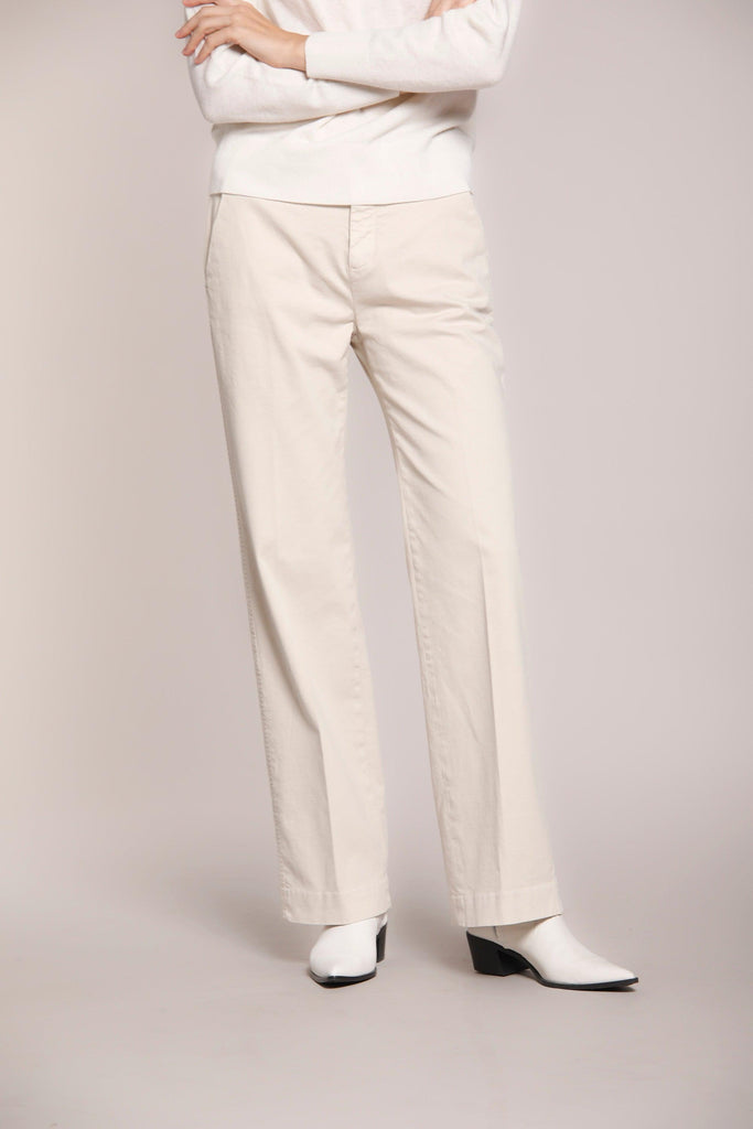 Image 1 of women's chino pants in ice-colored satin New York Straight model by Mason's