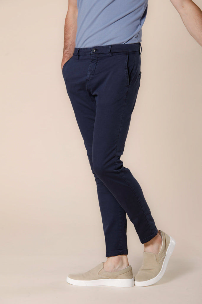 Image 1 of men's navy blue cotton and tencel tricotine chino pants Osaka Style model by Mason's