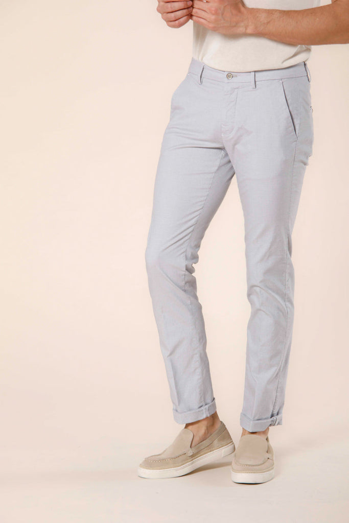 Image 1 of men's cotton and white tencel chino pants with micro-patterned Torino Limited model by Mason's