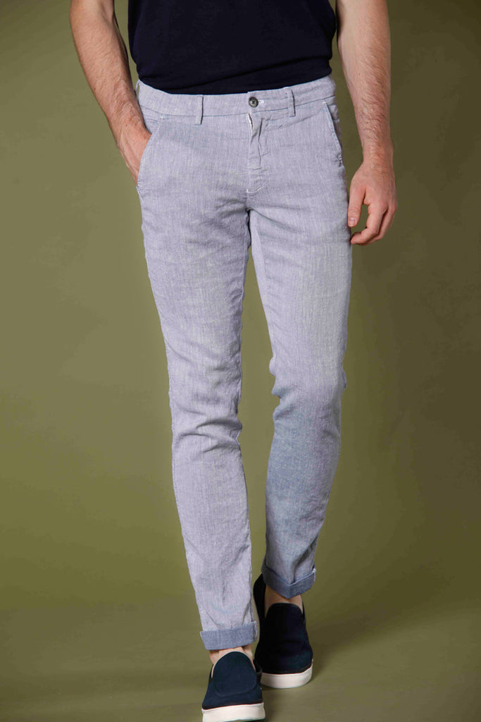 Image 1 of men's white linen and cotton twill chino pants Torino Style model by Mason's