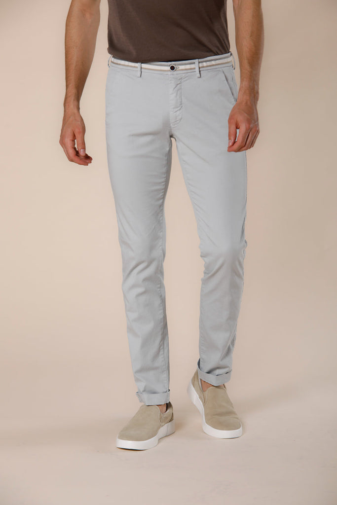 Image 1 of men's light gray cotton and tencel chino pants with ribbons Torino Summer model by Masonì's